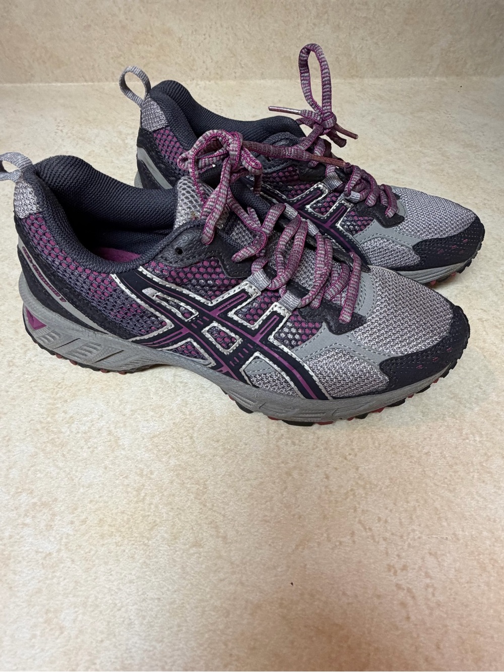 Asics Gray and Purple Women's Trail Running Sneakers